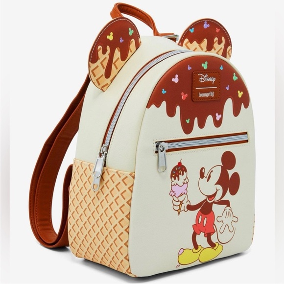 NWT Loungefly Mickey Mouse Ice Cream Waffle Cone mini backpack